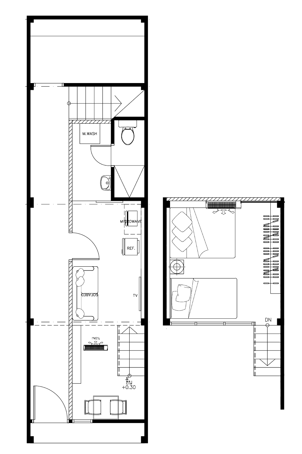 อพาร์ตเมนต์ 1 ห้องนอน 1 ห้องน้ำส่วนตัว ขนาด 55 ตร.ม. – สีลม (S1 Large Duplex Silom 3 Beds, Full Kitchen WIFI)3