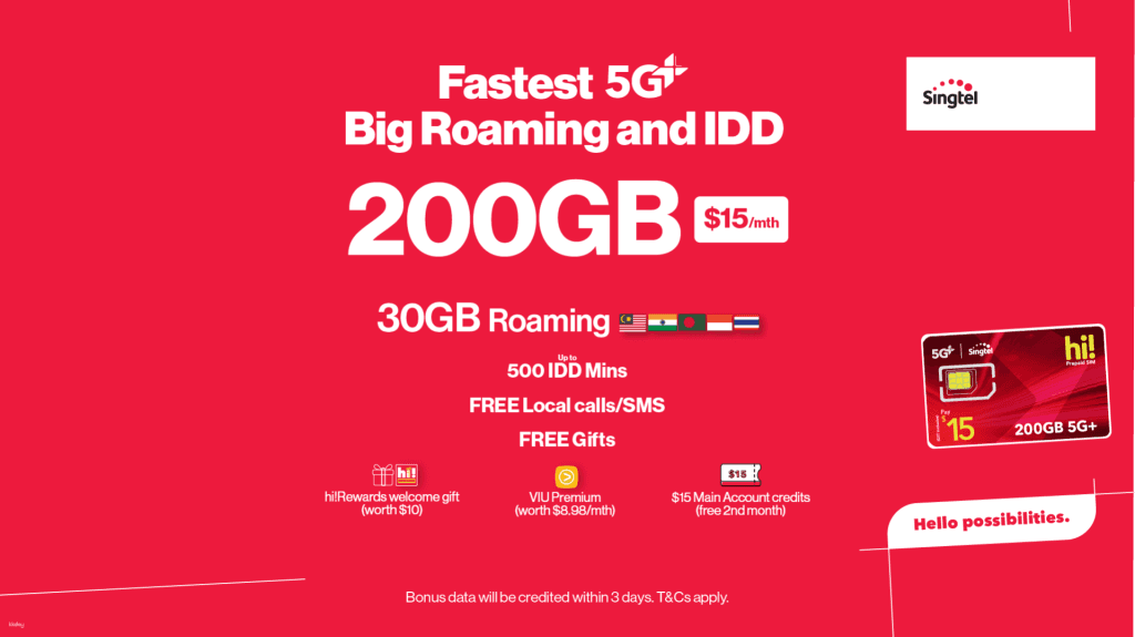 ซิมสิงคโปร์ 5G/4G ที่ดีที่สุดจาก Singtel | พร้อมตัวเลือกบัตร EZ-Link 2-in-1 | รับซิมได้ที่สนามบิน/ในเมือง | สิงคโปร์4