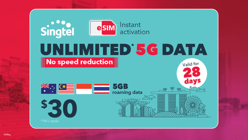 Singapore 5G/4G Data eSIM |Singapore #1 Network by Singtel | Unlimited 5G Data | Roaming1