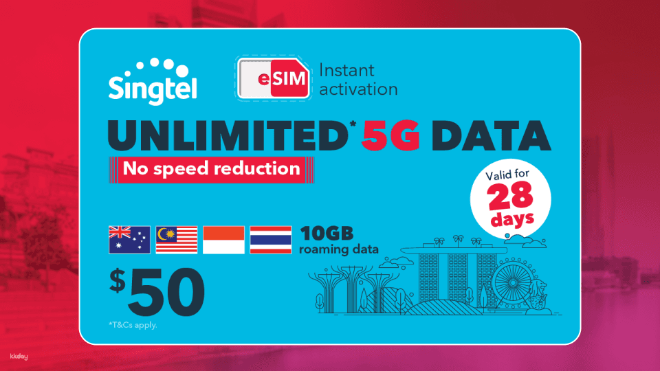 eSIM อินเทอร์เน็ต 5G/4G สิงคโปร์ | เครือข่ายอันดับ 1 โดย Singtel | อินเทอร์เน็ต 5G ไม่จำกัด | รองรับโรมมิ่ง4