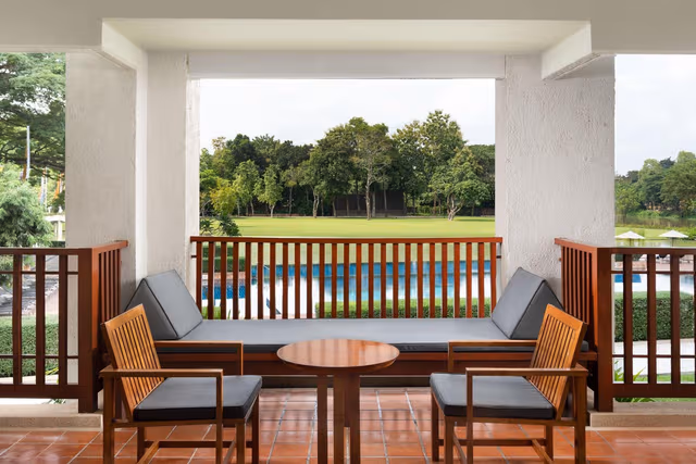 Larger Guest room, 1 King, Pool view, Balcony