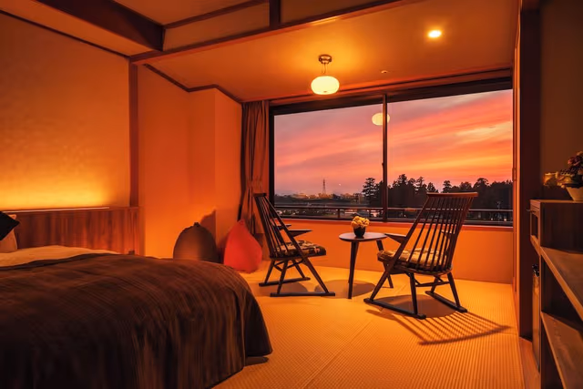 Modern Japanese-style room with bed sea side, Non smoking
