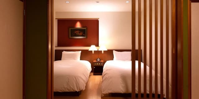 High-Grade Japanese-Western Room [Hoshi] River view, twin beds, with indoor bath Onsen Non Smoking