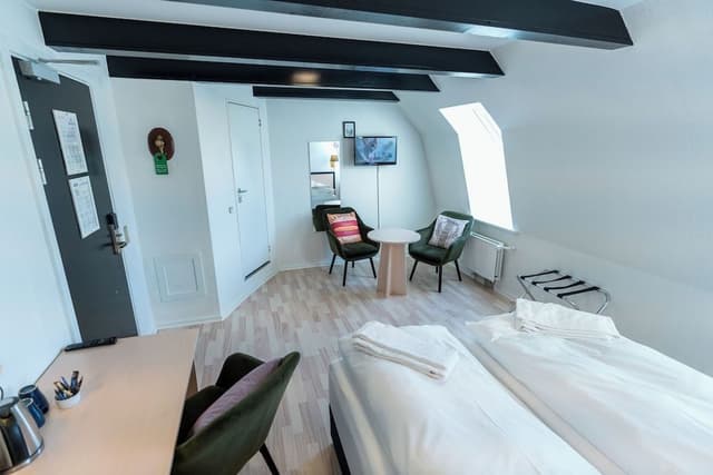 Standard Double Room, Small Bathroom, note stairs to the floor