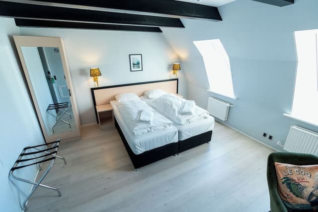 Standard Double Room, Small Bathroom, note stairs to the floor