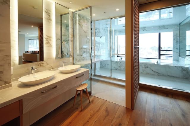 Suite with a spectacular view bath SAKURA & ASAMA,Annex Building