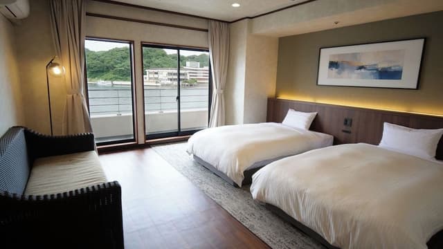 [Non-smoking] Junior Suite with open-air bath, Japanese-Western twin room, no indoor bath