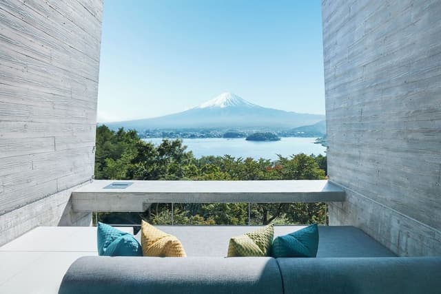 Family room with mountain view