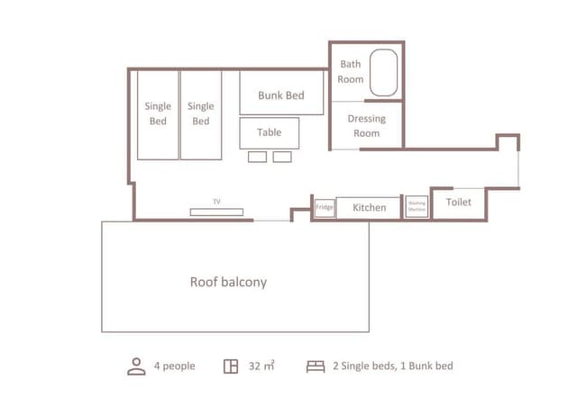Standard 4Bed Roof Balcony