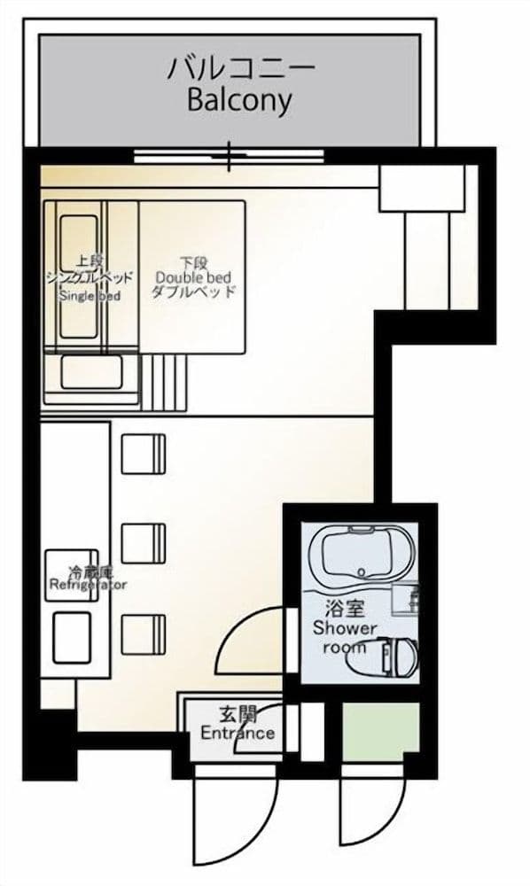 Standard Family Room Bunk Bed (Upper: Single Size/Lower: Double Size)
