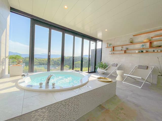Oval Glamping Tent with Open-Air Bath