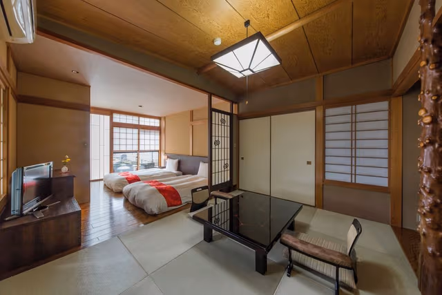 Main Building IORI - Triple Room with Partial Open-air Hot Spring Bath
