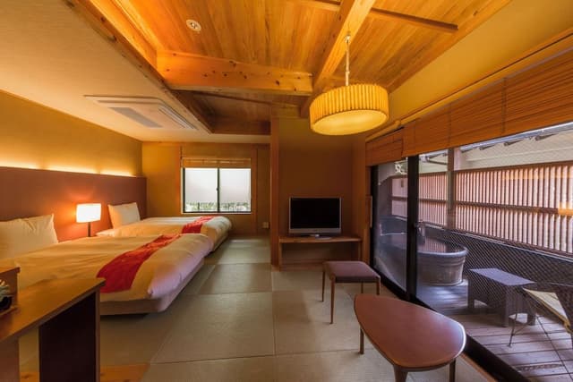 Annex UMI/KAZE - Twin Room with Partial Open-air Hot Spring Bath