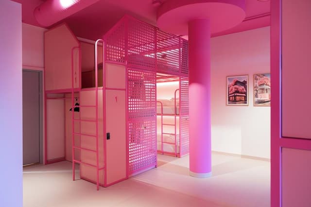 Single bed in female dormitory room
