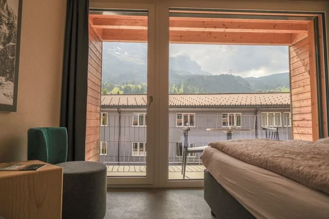 family room with balcony