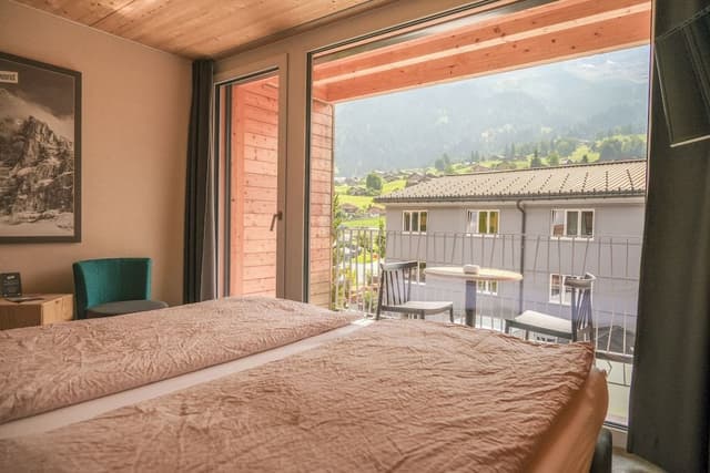 family room with balcony