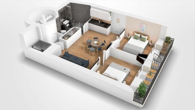 2 Bedroom apartment city view with balcony - 38m2