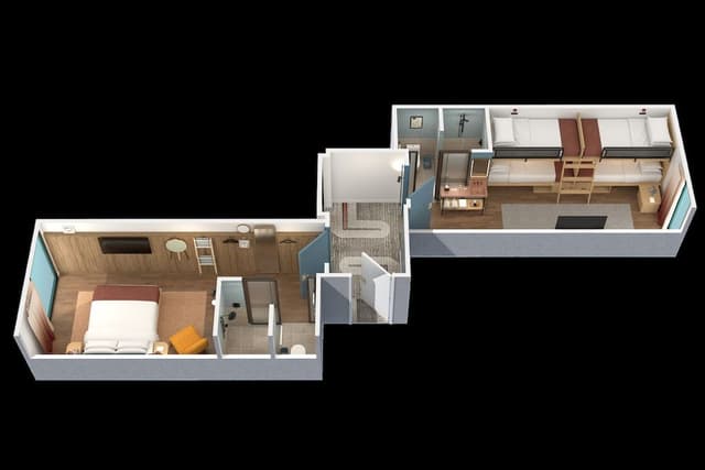 Family Bunkhouse, Interconnecting, 2 Twins Bunk and 1 Queen