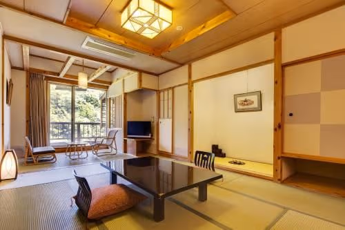 Japanese-Style Family Room with Open-Air Bath