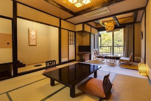 Japanese-Style Family Room with Open-Air Bath