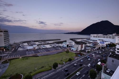 Family Room with Tatami Area with Beppu Bay View