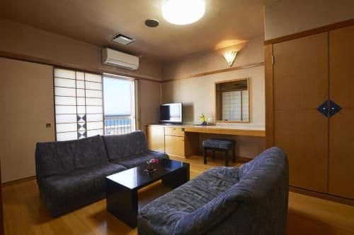 Family Room with Tatami Area with Beppu Bay View