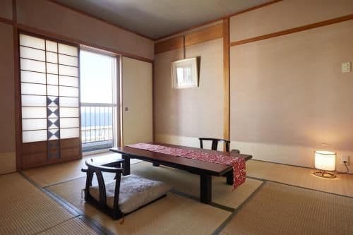 Family Room with Tatami Area with Beppu Bay View