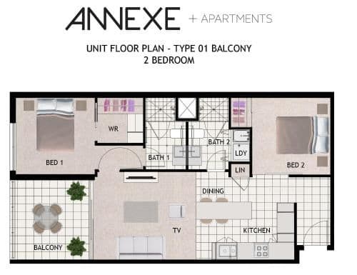 Two-Bedroom Apartment with Balcony