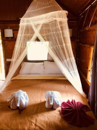 Bamboo room with fan