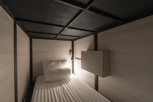 Bunk bed in mixed dorm with a bath room inside