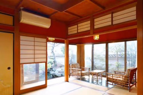 Japanese-Style Family Room with Garden View