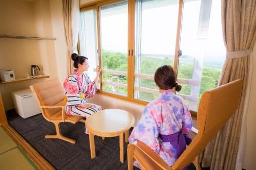 Japanese-Style Family Room with Mountain View