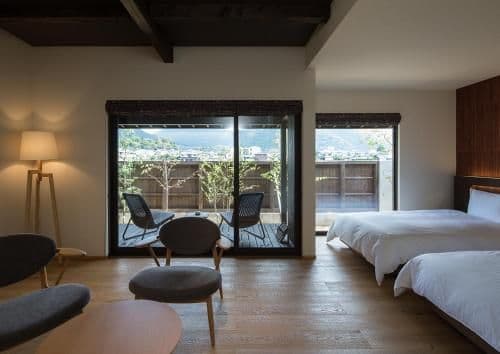 Deluxe Twin Room with Semi Open-Air Bath and Yufu Mountain View(No.2)