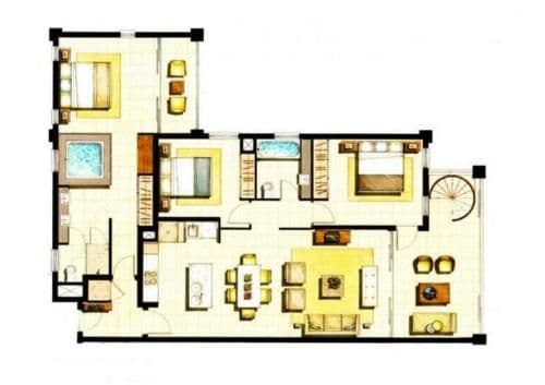 Three-Bedroom Penthouse Apartment with Balcony