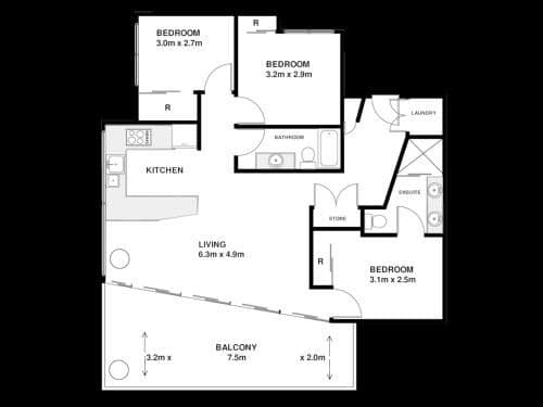 Three-Bedroom Apartment