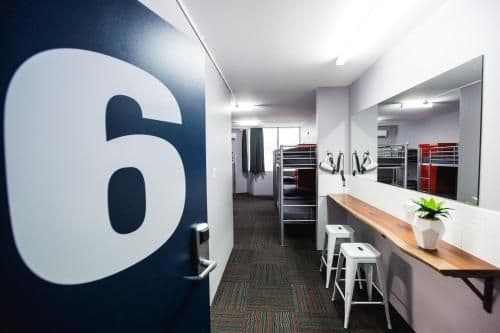 Bed in 8-Bed Female Dormitory Room with Bathroom