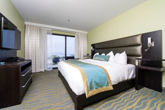 Aqua room with 1 king bed, river view