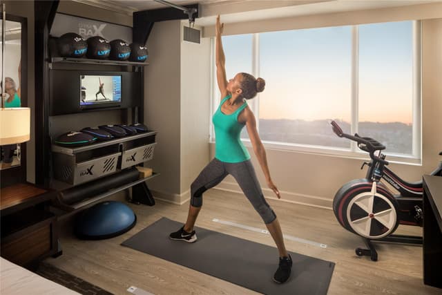 QUEEN BED FITNESS ROOM W/TRX -PULL UP BAR
