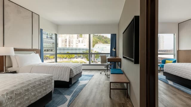 Family room, Bedroom 1: 1 King, Bedroom 2: 2 Twin