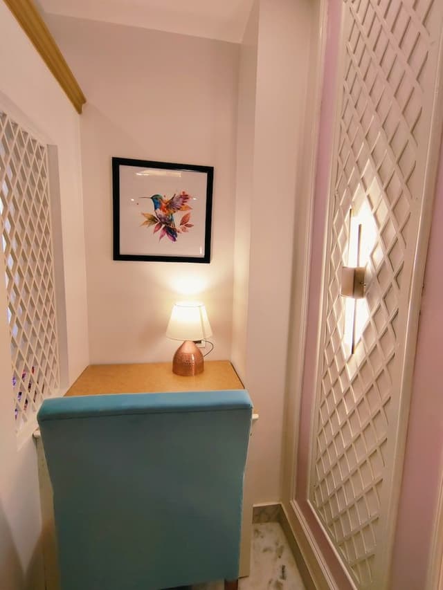 Lavender Theme Neo modern Room with Purple designer Bed & Extra Day bed