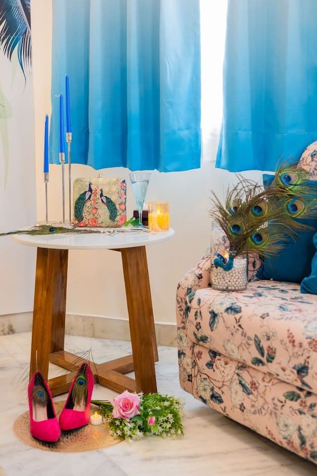 Peacock Theme designer Room with 240 degree City view and Beautiful peacock Bed & Sitout