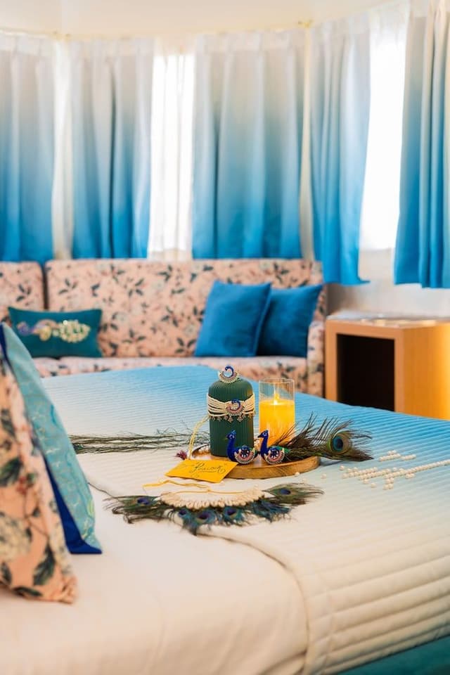 Peacock Theme designer Room with 240 degree City view and Beautiful peacock Bed & Sitout