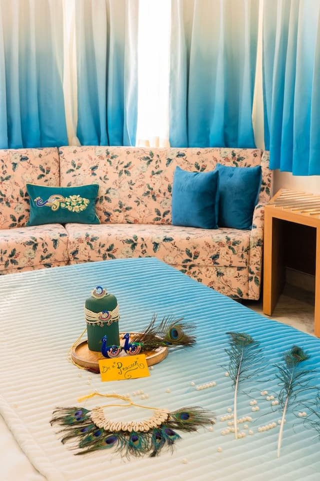 Peacock Theme designer Room with 240 degree City view and Beautiful peacock Bed & Sitout