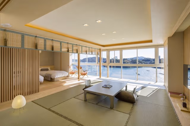 Sakura Special Room, Twin Room + 12 tatami mats, Ocean View