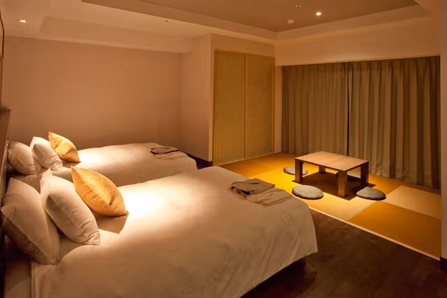 Private open-air Onsen bath / Deluxe Twin Room with Tatami Area / Ocean View