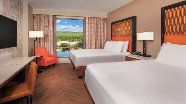 Standard View. Hearing accessible - visual alarms and notifications. 2 queen beds.