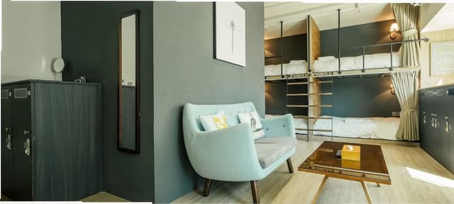 Six beds with shared bathroom