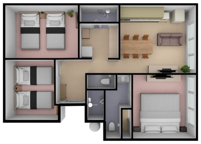Superior Apartment, 3 Bedrooms, Kitchen, East