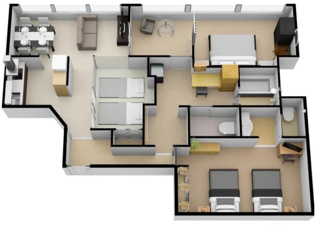 Family Suite, 3 Bedrooms, Jetted Tub, City View