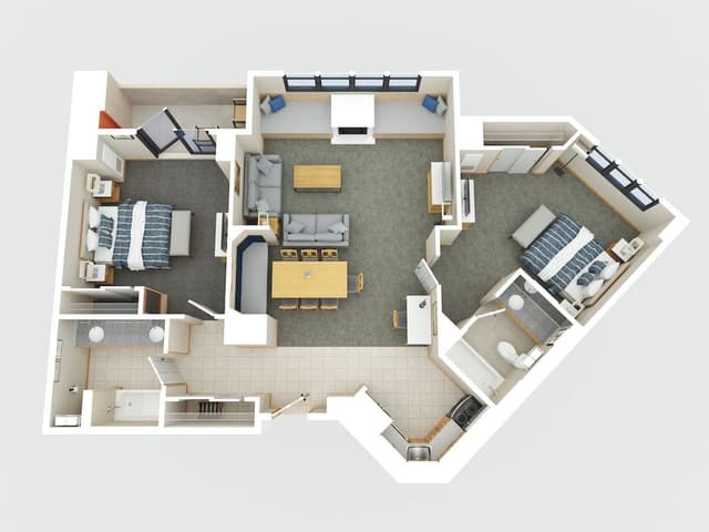 Condo, 2 Bedrooms (1 King, 1 Queen, 2 bath)